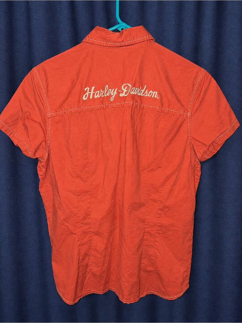 Harley-Davidson Short-Sleeve Button-Down Shirt - Orange - Picture 2 of 4